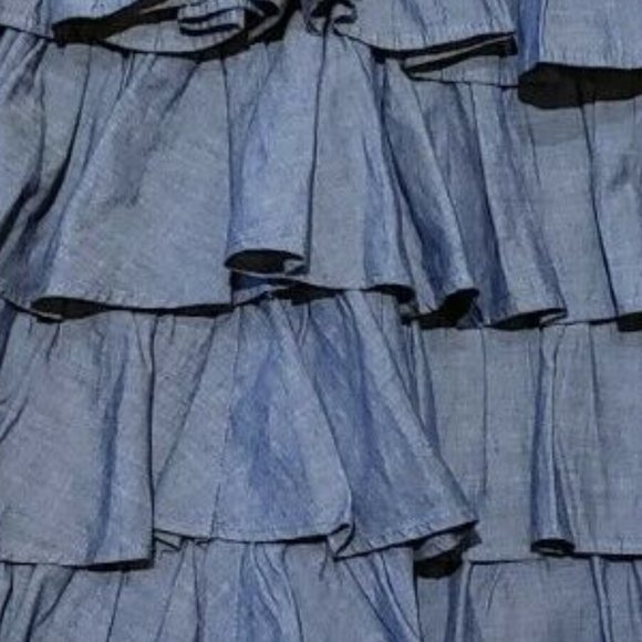 NEW JCREW CREWCUTS SZ 8 RUFFLES CHAMBRAY SKIRT - Picture 2 of 2